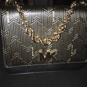 Michael Kors Black & Gold Deco Shoulder Bag NWT
